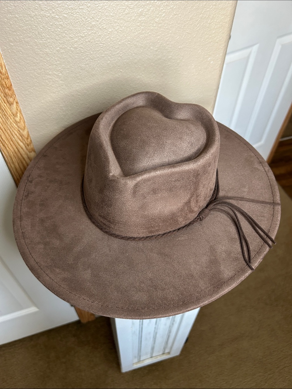 Western Chocolate Brown Heartcrown Wide Brim Fedora Hat